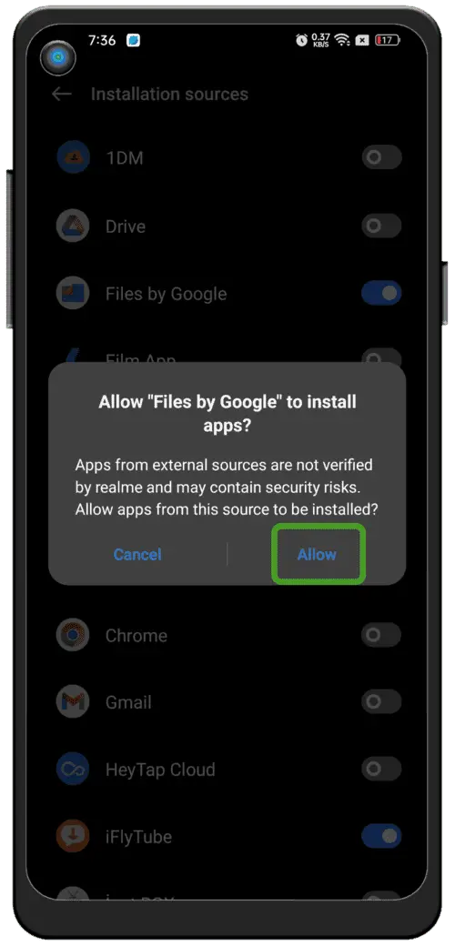 অজানা উত্স সক্রিয় করুন